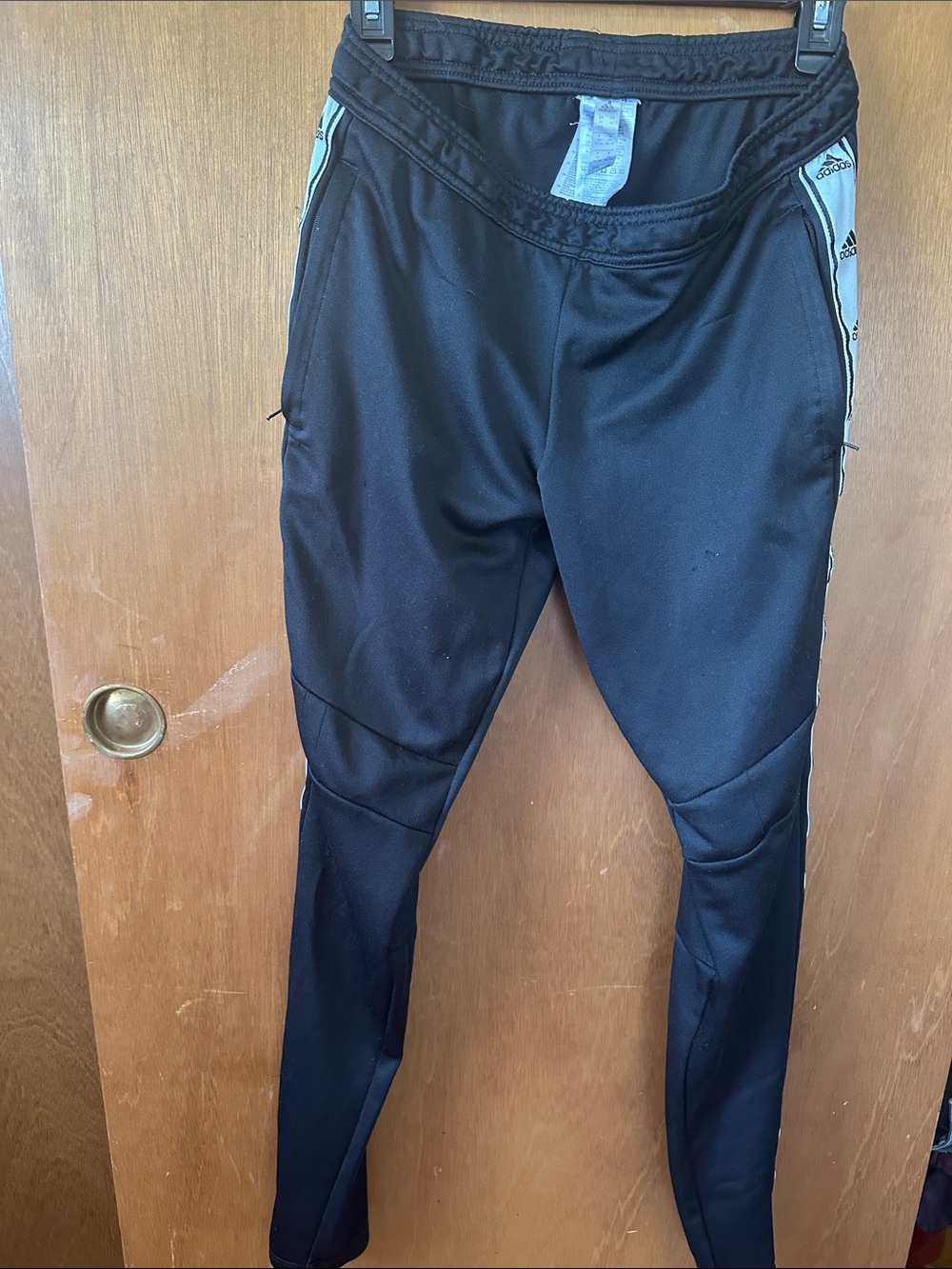 adidas Black Joggers with White Logo Tape